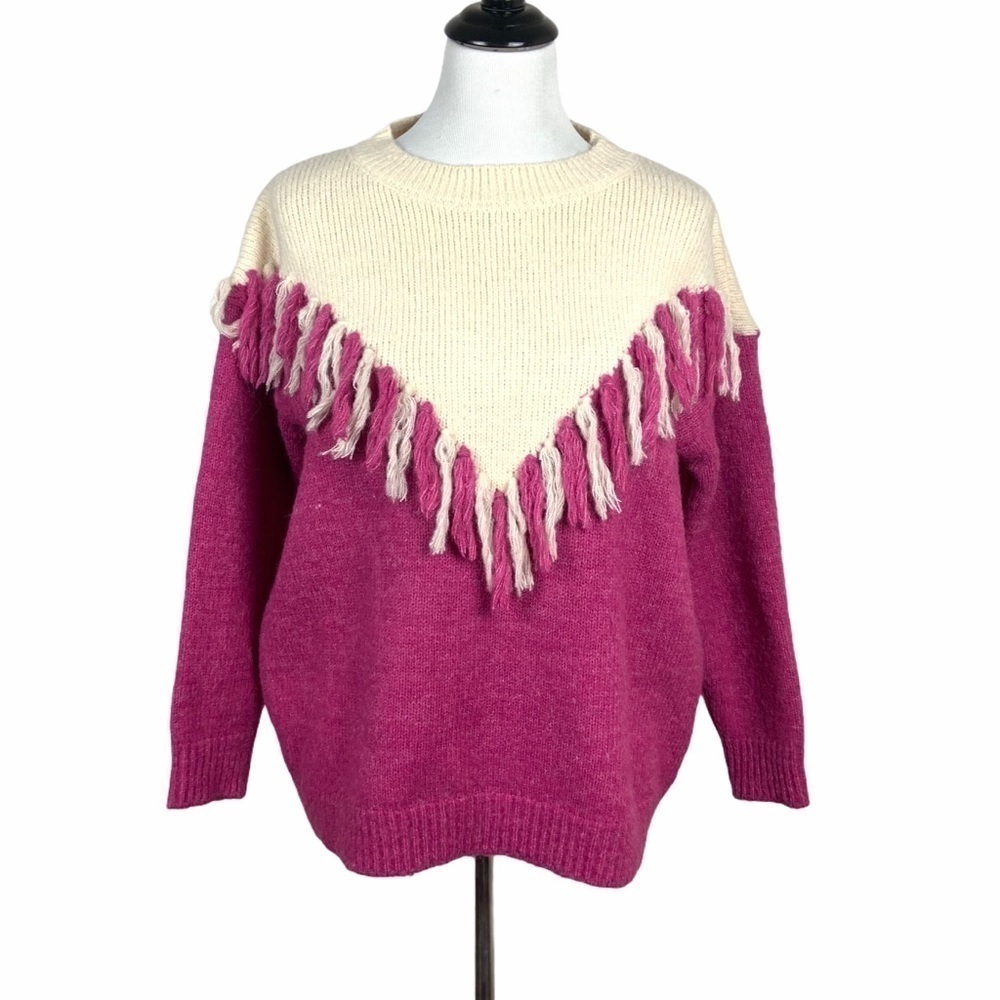 Goodnight Macaroon Fringe Sweater Large? Pink
